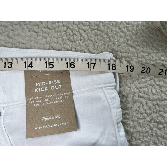 Madewell Womens Mid Rise Kick Out Ankle Length Jeans Pure White Size 31& 32 - Picture 8 of 12